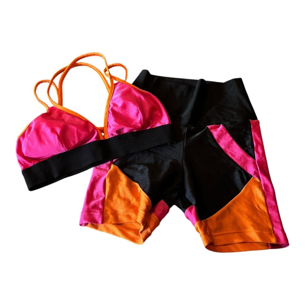 Hope Resort Pink & Orange Activewear Set Top Shorts Size XS